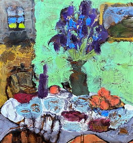 encaustic artwork by James Hartman titled Table with Irises