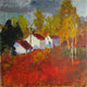 Original art for sale at UGallery.com | Houses and Birches, Mahwah by Janet Dyer | $950 | acrylic painting | 20' h x 20' w | thumbnail 1