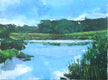 Original art for sale at UGallery.com | Marsh on a Sunny Day by Janet Dyer | $975 | acrylic painting | 18' h x 24' w | thumbnail 1