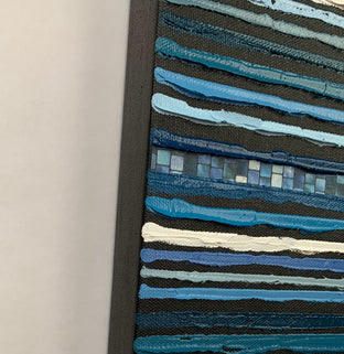 Navy Stripes by Janet Hamilton |  Side View of Artwork 