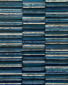 mixed media artwork by Janet Hamilton titled Navy Stripes