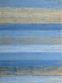 oil painting by Janet Hamilton titled Indigo/Beige Stripes