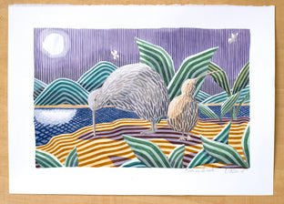 Kiwis at Night by Javier Ortas |  Side View of Artwork 
