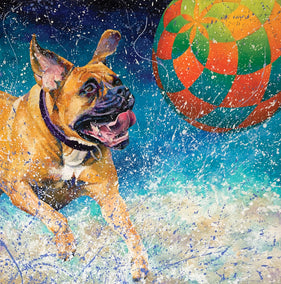 oil painting by Jeff Fleming titled Pawsitive Energy