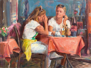 oil painting by Jerry Salinas titled Roman Cafe