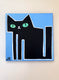 Original art for sale at UGallery.com | Black Cat on Blue by Jessica JH Roller | $300 | acrylic painting | 12' h x 12' w | thumbnail 2