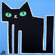Original art for sale at UGallery.com | Black Cat on Blue by Jessica JH Roller | $300 | acrylic painting | 12' h x 12' w | thumbnail 1