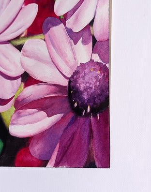 Mini Daisies in Many Pinks by Jinny Tomozy |  Side View of Artwork 