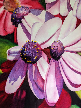 Mini Daisies in Many Pinks by Jinny Tomozy |  Context View of Artwork 
