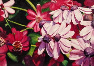 Mini Daisies in Many Pinks by Jinny Tomozy |  Artwork Main Image 