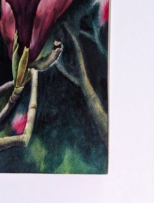 Crimson Magnolias by Jinny Tomozy |  Side View of Artwork 