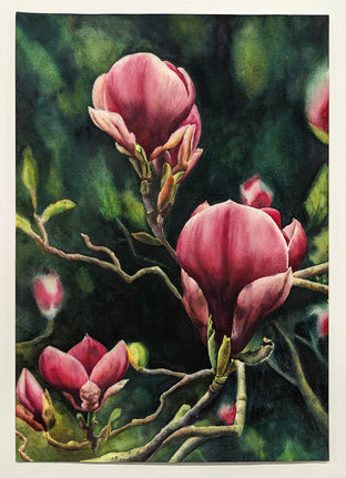 Crimson Magnolias by Jinny Tomozy |  Context View of Artwork 