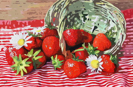 acrylic painting by John Jaster titled Basket of Strawberries