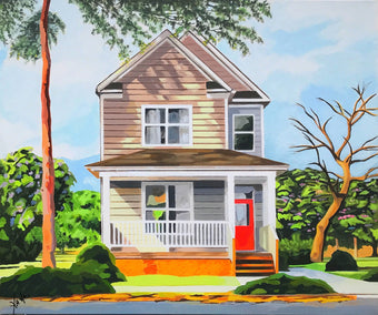 acrylic painting by John Jaster titled House With Red Door