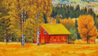 Original art for sale at UGallery.com | The Red Cabin by John Jaster | $700 | acrylic painting | 12' h x 24' w | thumbnail 4