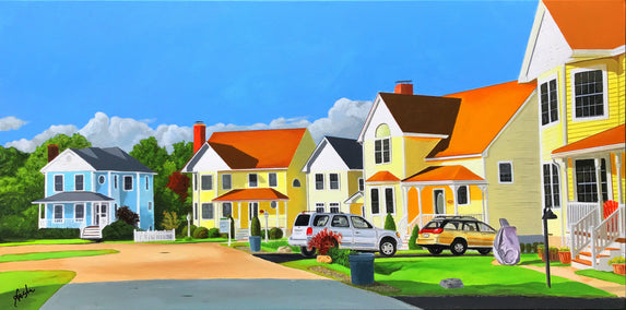 acrylic painting by John Jaster titled The Suburbs