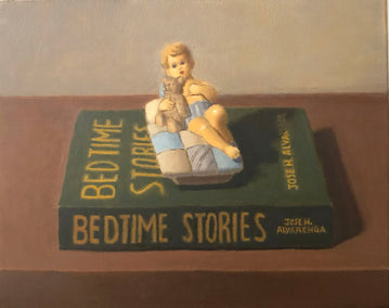 oil painting by Jose H. Alvarenga titled Bedtime Stories