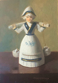 oil painting by Jose H. Alvarenga titled The Milkmaid