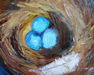 A Nest and a Feather by Judy Mackey |   Closeup View of Artwork 