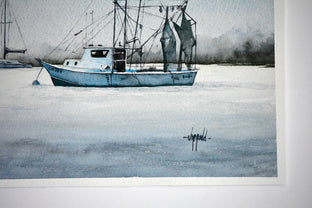 Moonglow Shrimp Boat by Judy Mudd |  Side View of Artwork 