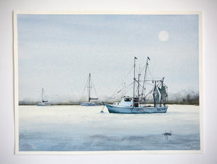 Moonglow Shrimp Boat by Judy Mudd |  Context View of Artwork 