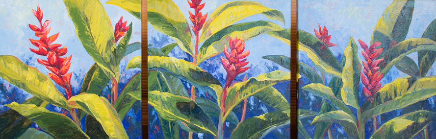 oil painting by Karen E Lewis titled Torch Ginger