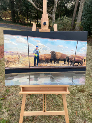 Bison and Pronghorn and Human by Keith Thomson |   Closeup View of Artwork 