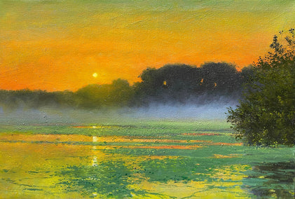 oil painting by Kent Sullivan titled Sunset at Moss Creek