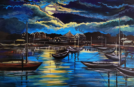 acrylic painting by Kira Yustak titled Shark River, Belmar, NJ