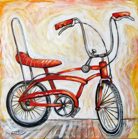 acrylic painting by Kira Yustak titled Vintage Bike