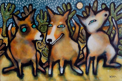 acrylic painting by Lee Smith titled Three Dingo Night