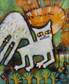 mixed media artwork by Lee Smith titled All Cats Go To Heaven