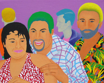 acrylic painting by Leroy Burt titled Revelers at La Cage