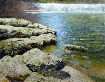 oil painting by Kent Sullivan titled Hooker Falls