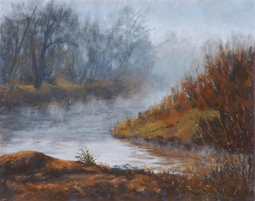 pastel artwork by Patricia Prendergast titled The Quiet of the River Fog