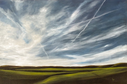 oil painting by Mandy Main titled Aerial Dramatics XXIV