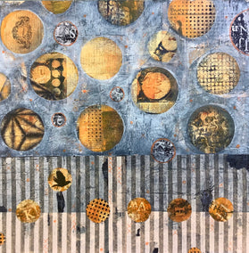 mixed media artwork by Margriet Hogue titled The Planets Are Aligning