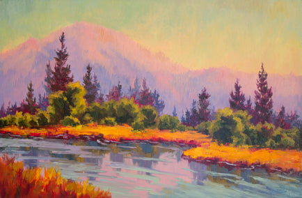 oil painting by Karen E Lewis titled Marsh and Willows