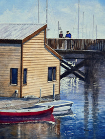 watercolor painting by Maurice Dionne titled Harbour Serenade