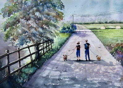 watercolor painting by Maurice Dionne titled It's the Journey