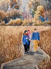 watercolor painting by Maurice Dionne titled Mer Bleu