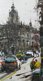 watercolor painting by Maximilian Damico titled Barcelona Streets