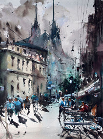 watercolor painting by Maximilian Damico titled Before the Rain
