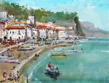 watercolor painting by Maximilian Damico titled Croatia Marina
