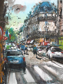watercolor painting by Maximilian Damico titled Spring in Paris