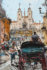 watercolor painting by Maximilian Damico titled Sunday at Spanish Steps