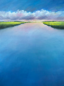 oil painting by Nancy Hughes Miller titled Marsh Creek Clouds