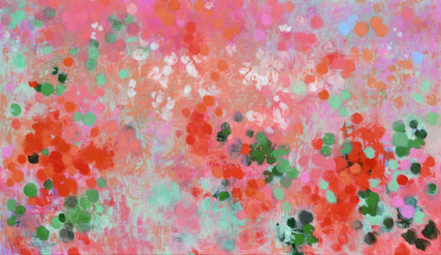 acrylic painting by Natalie George titled Nasturtium Cloud