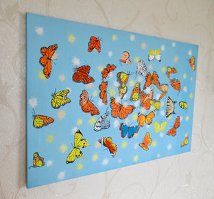 Fluffs and Butterflies 4 by Natasha Tayles |  Side View of Artwork 