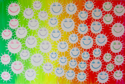 acrylic painting by Natasha Tayles titled Smiling Faces 6